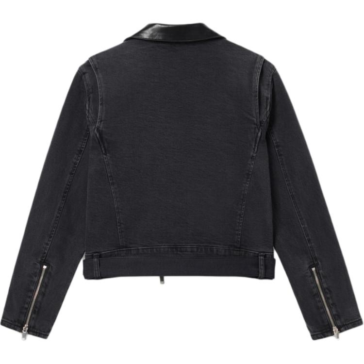 Levis Удобная Однотонная Приталенная Джинсовая Куртка с Воротником из Искусственной Кожи и Длинными Рукавами Женские куртки Черный 002YK-0000