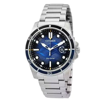 Часы мужские из нержавеющей стали с синим циферблатом Eco-Drive AW1810-85L 100M