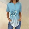 Short Sleeve Womens Tops Summer T-Shirts Floral Print V Neck Casual Basic Tee Button Shirts Tunic Tops
