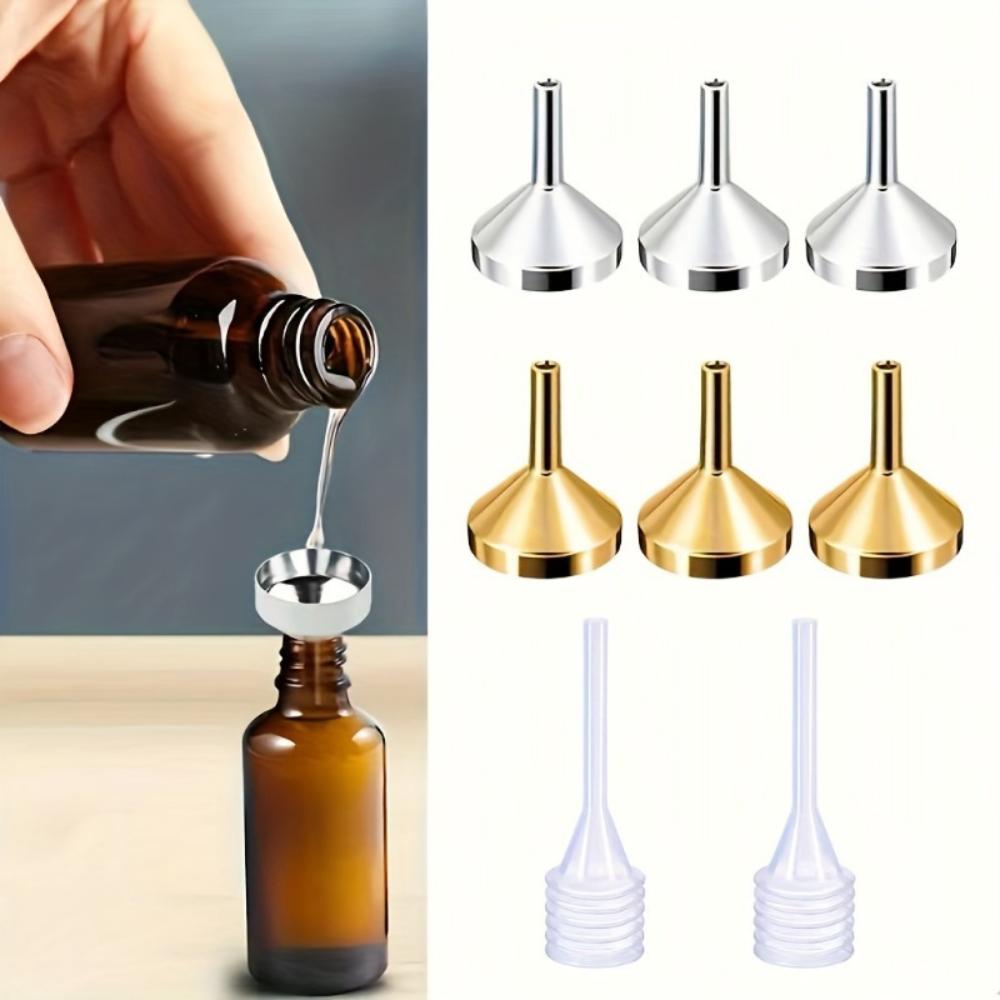Small Metal Funnels and Straws for Perfume and Essential Oils In 2/3/5 Pieces, Which Are Convenient for Distributing and Adding Various Liquids