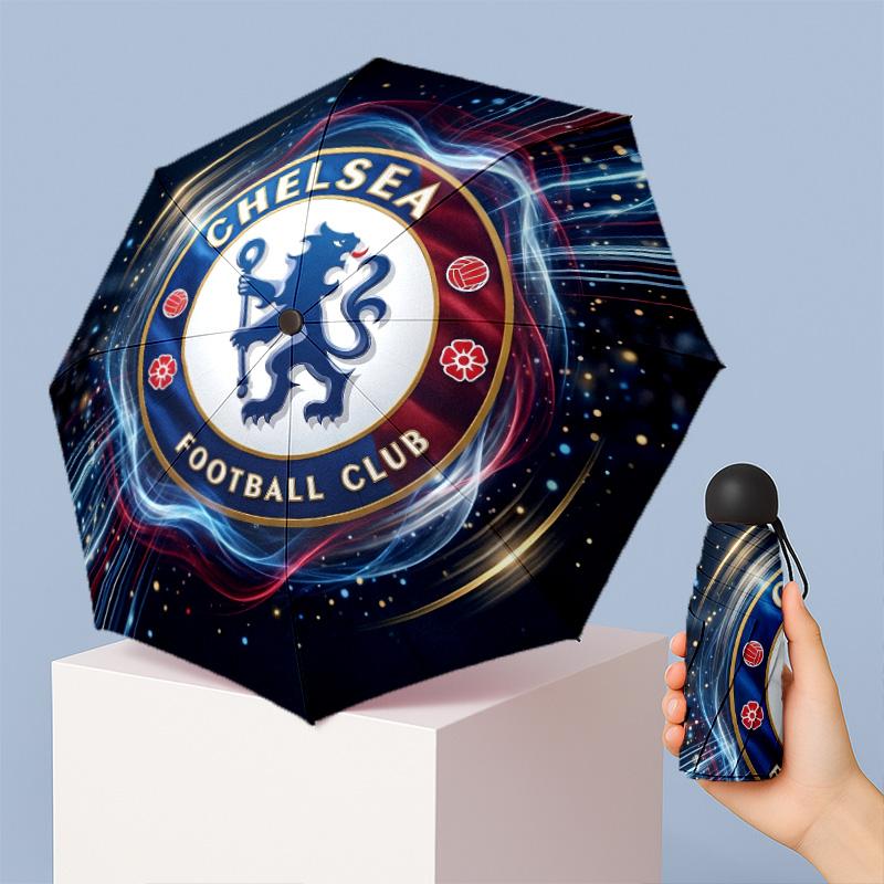 Chelsea FC Узор Печатный Мини 5 Сложений 8 Спиц Компактный Зонт Ветрозащитный Водонепроницаемый Легкий Портативный Складной