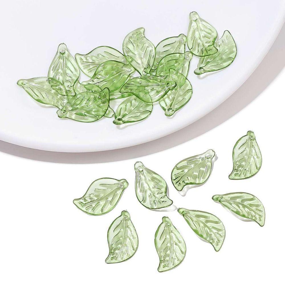Transparent Green Transparent Leaf Shape Beads Charms Leaf Shape Beads Necklace Accessories