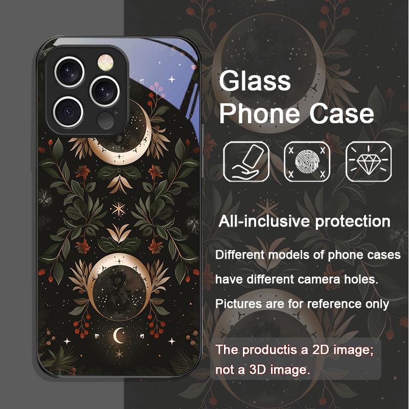 Эстетичный чехол из закаленного стекла с рисунком подсолнухов и луны для iPhone 17 16 Pro Max 15 13 12 Mini 11 14 Plus Цветочные чехлы