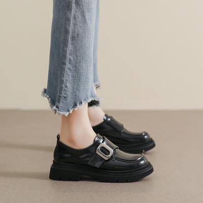Weiwei girl 805-9 Maillard мокасины на платформе женские ретро черные кожаные туфли британский стиль мягкие одинарные туфли на мягкой подошве