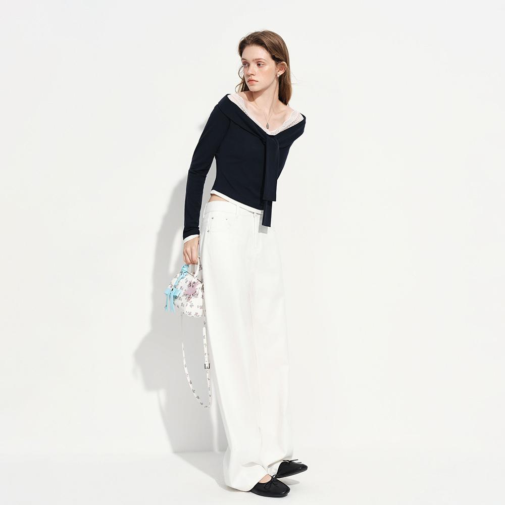 WEDNESDAY DELIGHT Wd_Lace One-Shoulder Blouse
