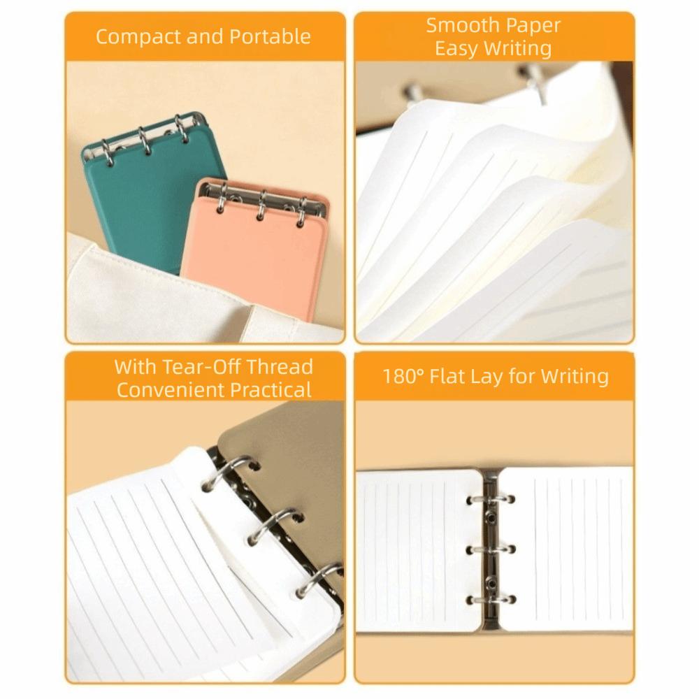 Refillable Loose-Leaf Notebook 3-Ring Binder Notepad Mini Pocket Journal  Students