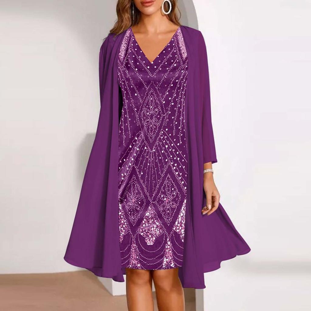 Женское модное элегантное шифоновое платье без рукавов с v-образным вырезом и принтом, платье из двух частей