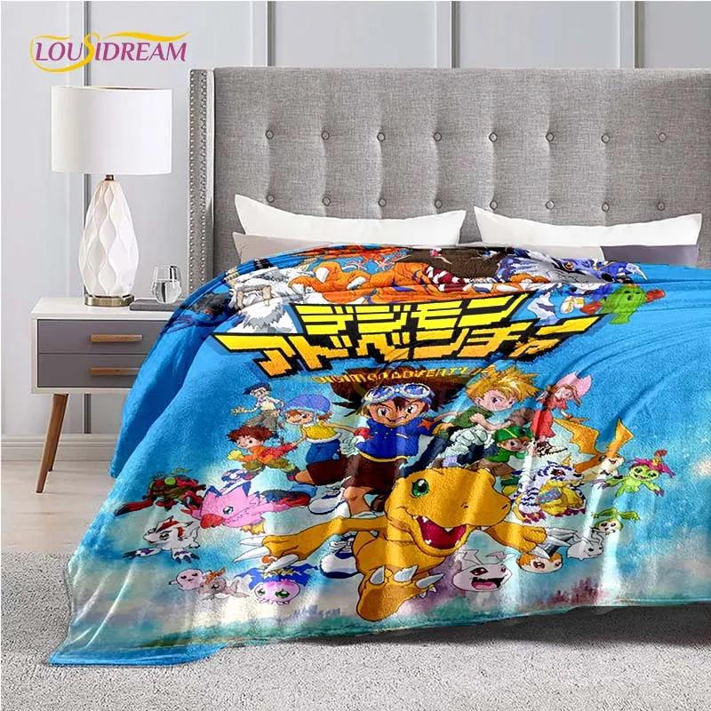 New Cartoon Digimon Blankets for Beds Anime Blanket Queen Size Soft Bed Sheet Rome Decor Winter Bedding Cover Kids Gift Picnic