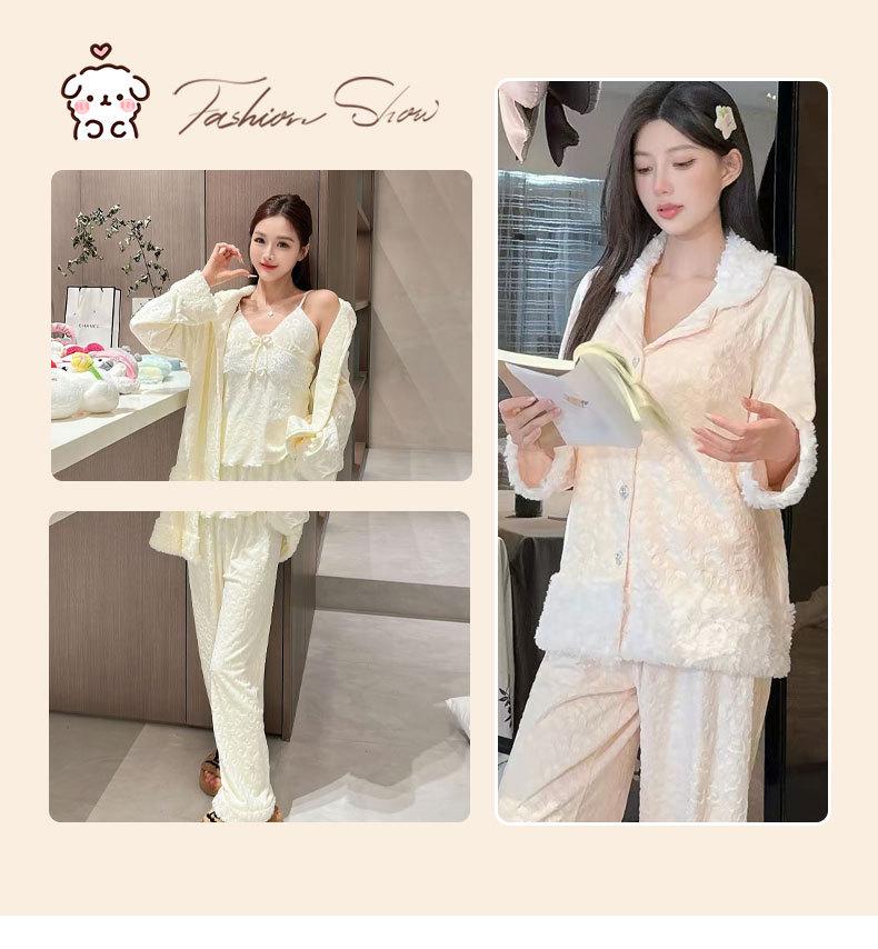 Женский пижамный комплект с леопардовым принтом и длинным рукавом - Теплый и роскошный для осени и зимы