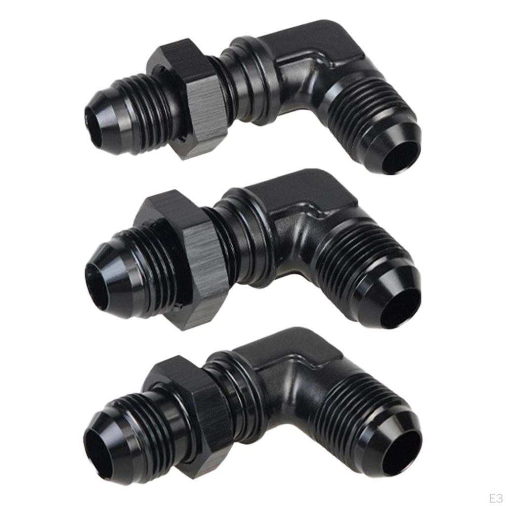Bulkhead Fuel Fitting 90 Degree Full Flow Elbow Adapter Black Joint