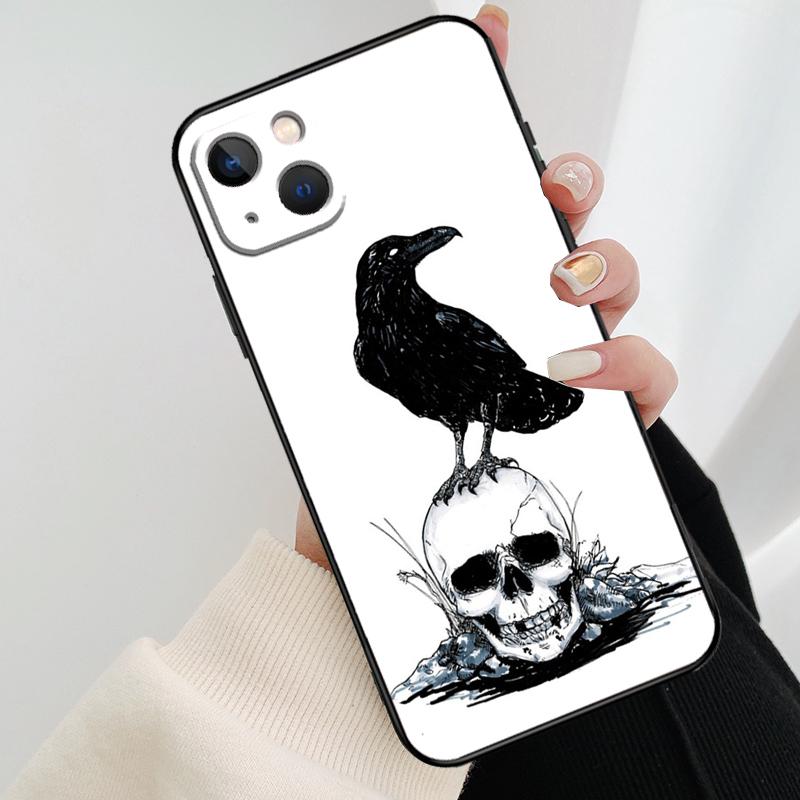 Чехол для телефона с изображением ворона, вороны, темного черепа для iPhone 17 Pro Max 16 15 14 11 12 13 Pro Max mini 15 16 Plus 16e 17 Air Cover