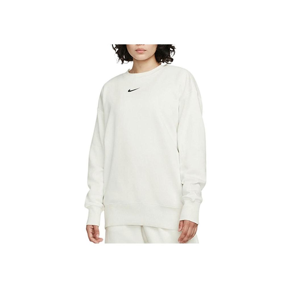 Nike Solid Color Crew Neck Pullover Fleece Sweatshirt Women Tops Sail-White DQ5734-133