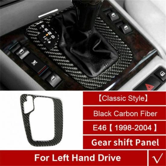 Luxury Carbon Fiber Car Gear Shift Knob Panel Cover Pad Special For BMW E46 LB