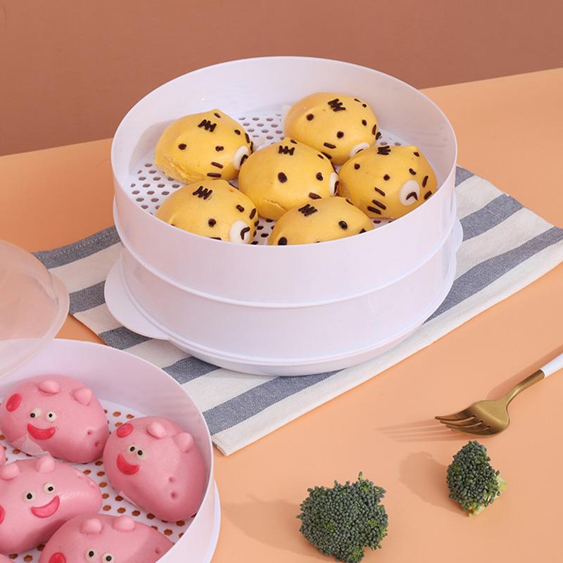 1Set Steamed Food Bowl With Lid Mantou Steaming Drawer Large Capacity Steamed Rice Box Household Cooking Pot Plastic
