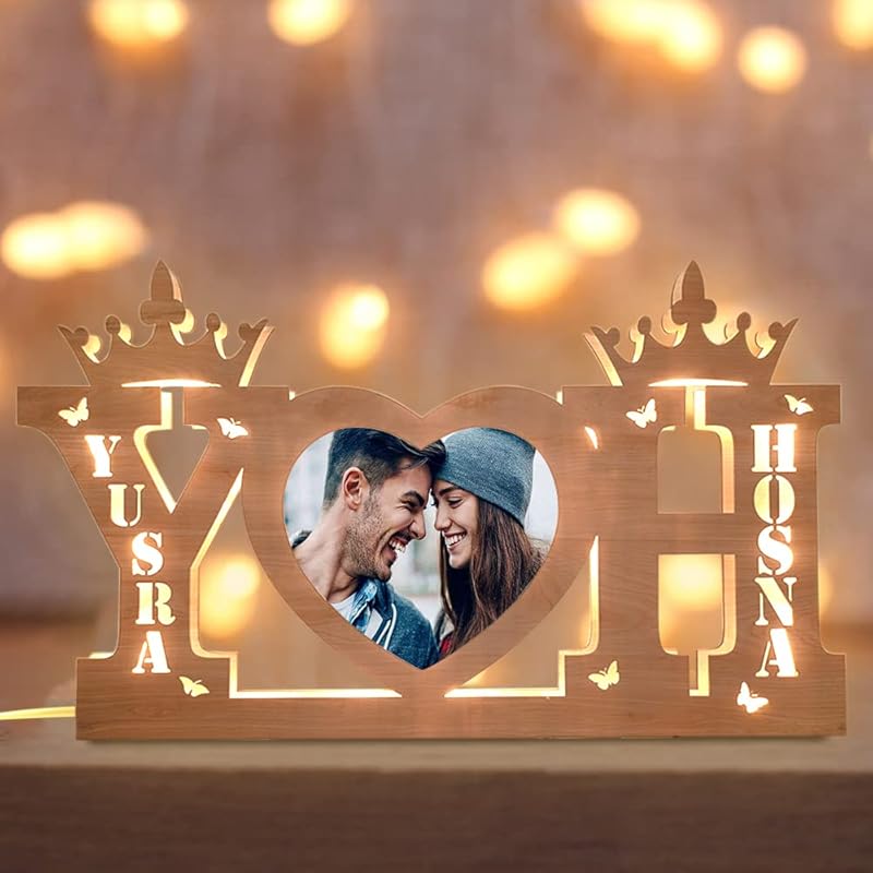 Персонализированная лампа с буквами фамилии, акриловый подвесной настенный светильник, светодиодная лампа с фотографиями и именами для спальни, гостиной (Коричневый свет - полный