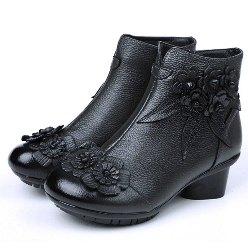 Женские ботинки из натуральной кожи в винтажном стиле