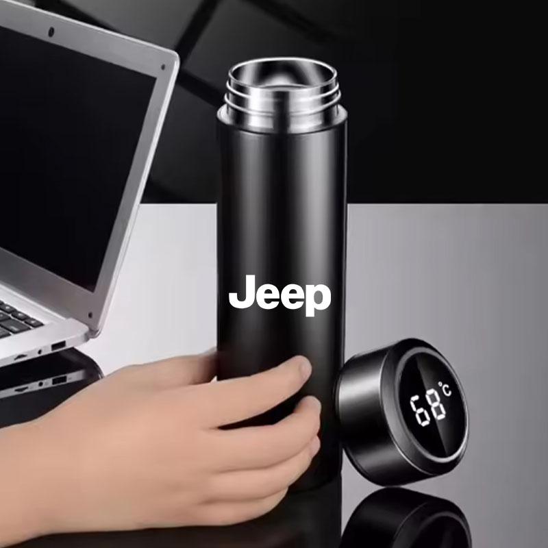 LED Smart Insulation Cup Car Thermos Mug Water Bottle Gifts sticker For Jeep Grand Cherokee Wrangler Gladiator Compass Renegade ANO1