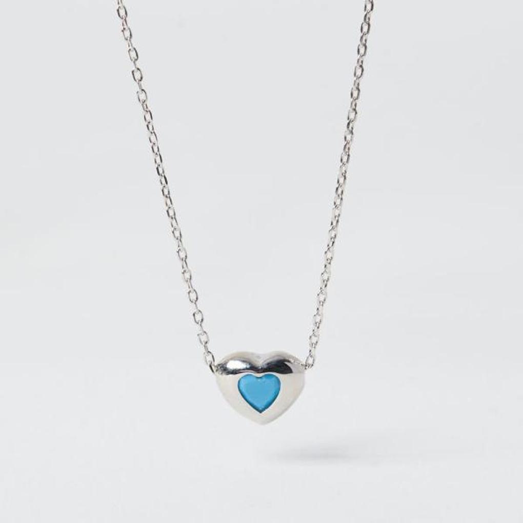 Loving Sky Blue Silver Necklace OTN222702QWL
