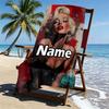 Custom Name Personalized Marilyn Monroe Print Beach Towel, for Trip Camping Beach Party Home Decor, Birthday Gift for Family & Friends