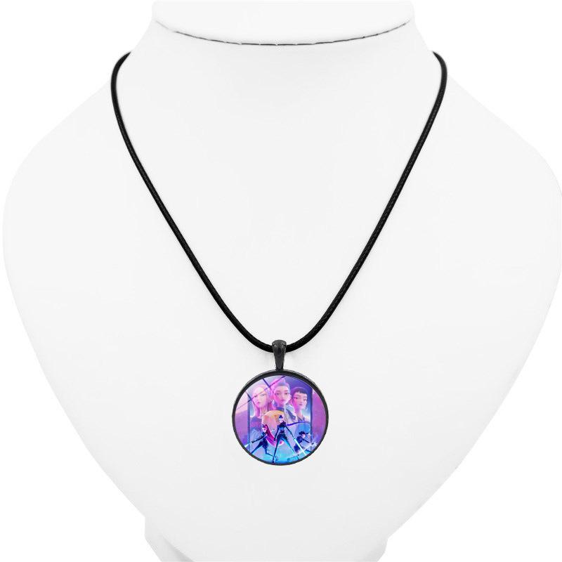 K-pop Охотник на демонов Ожерелья круглой формы Кулон с рисунком аниме-мультяшного персонажа Модное ожерелье идола Ювелирные изделия Подарки для фанатов