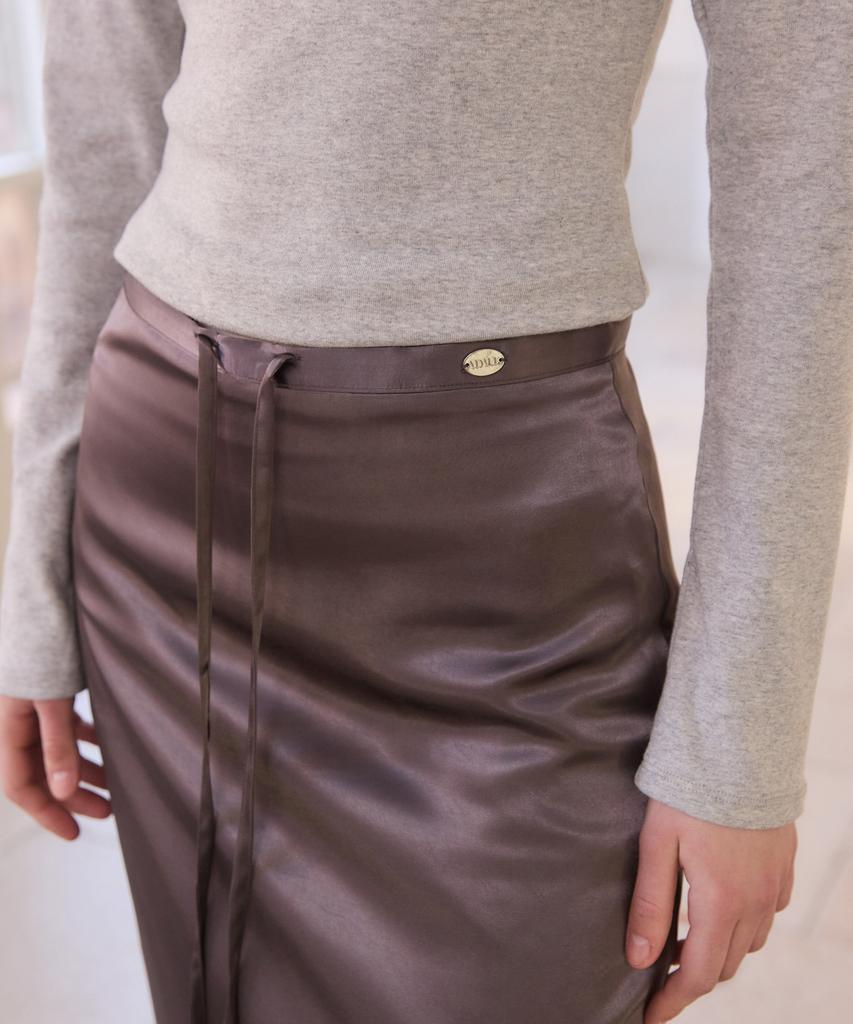 АДАУЛ Сатиновая длинная юбка А-силуэта - Угольный