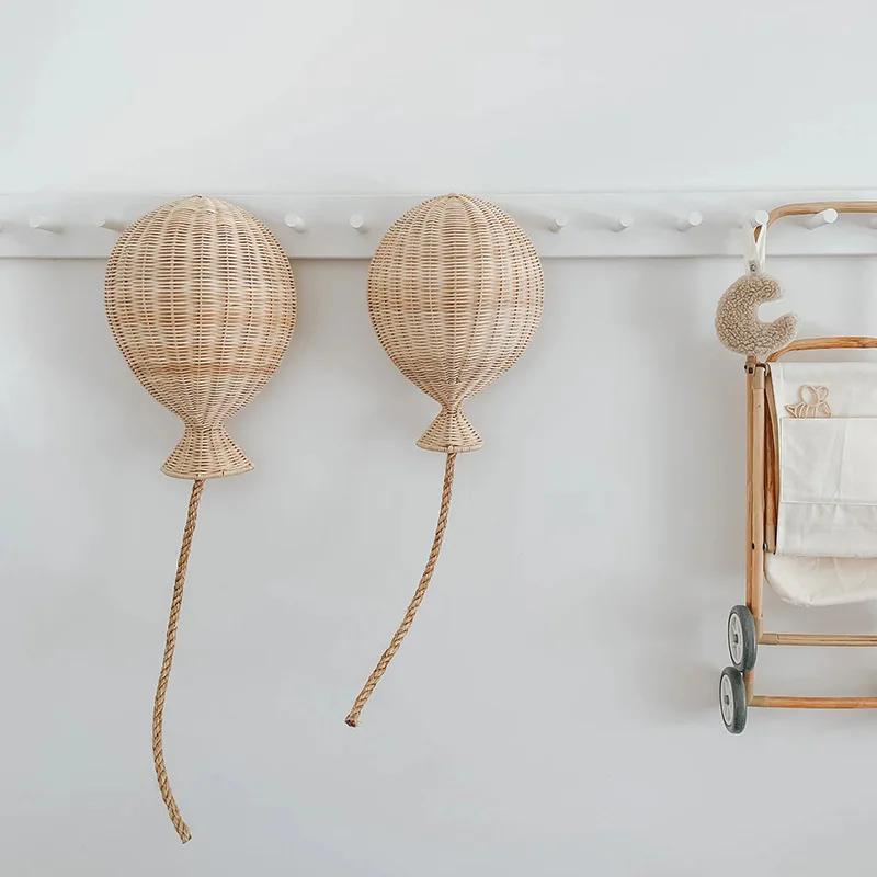 Nordic Bamboo Rattan Balloon Wall Hanging 36x25cm Single Piece Children Room Household Background Layout Wall Accessory Gear