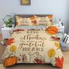 Autumn Thanksgiving Day Duvet Cover King Queen Cartoon Orange Pumpkin Turkey Bedding Set Maple Leaves Soft Polyester Quilt Cover
