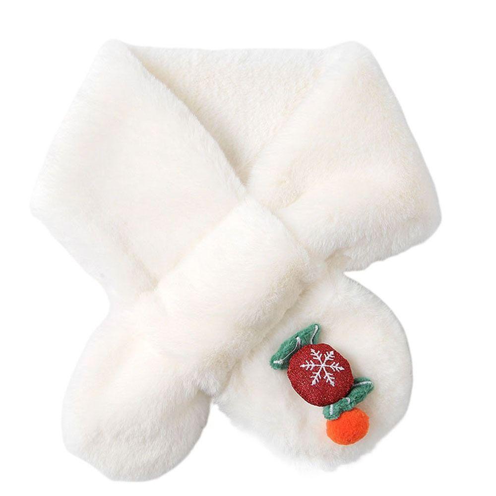 Color Faux Rabbit Fur Plush Bear Christmas Candy Cross Scarf Neck Warmer Plush Scarf Warm Scarf