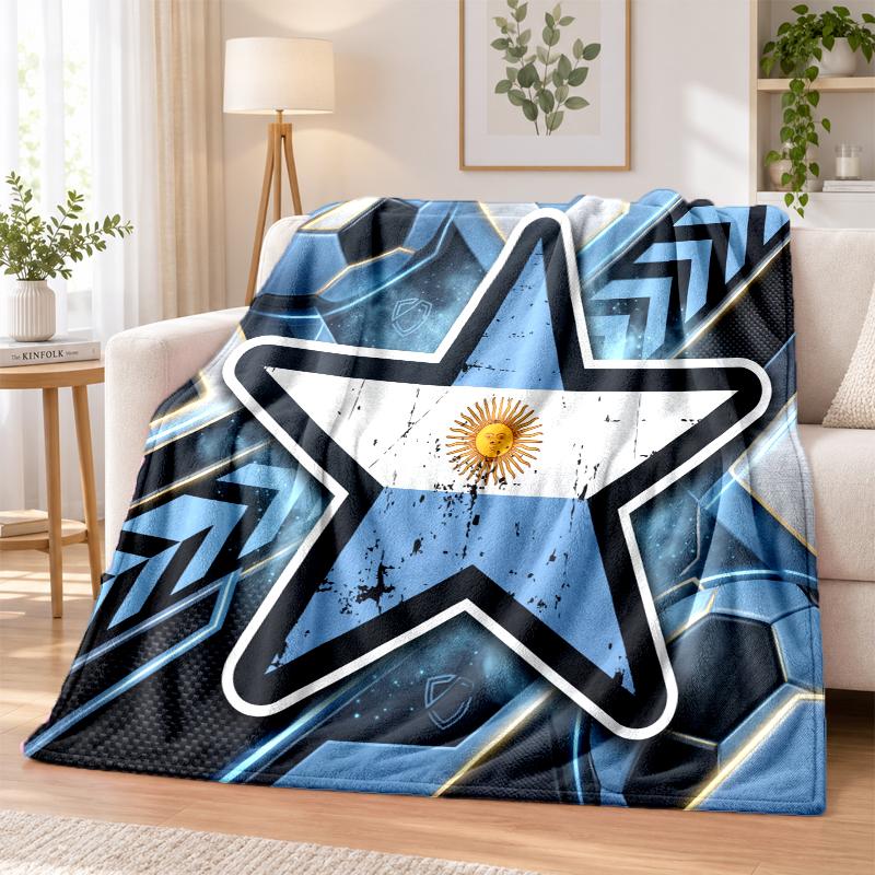 Argentina Football Printed Flannel Blanket Warm Comfort Bed Throw For Indoor Home Decoration