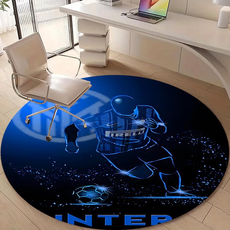 1pc I-Internazionale Milano Print Round Carpet Chair Round Carpet Suitable for Bedroom Living Room Home Decorative Carpet
