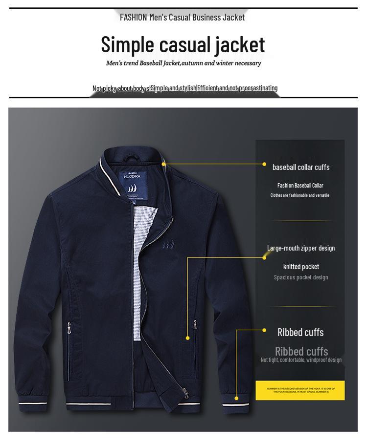 Мужская куртка Leadino Nautica с бейсбольным воротником: Удобная, Универсальная, Повседневная Верхняя Одежда Большого Размера для Весны и Осени