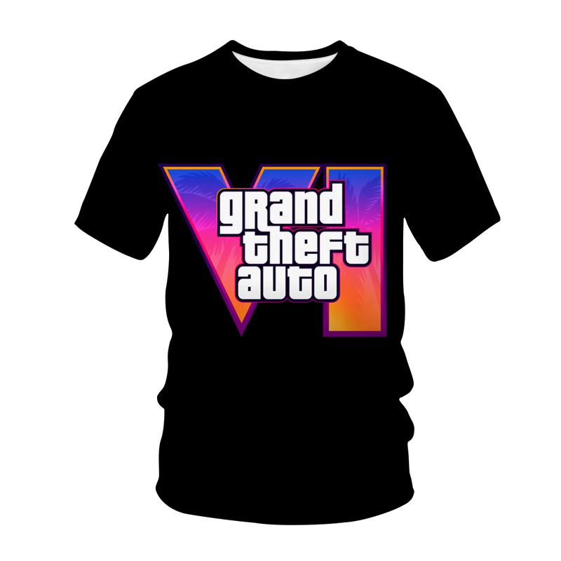 Футболка GTA 6 Игровая 3D-печать Уличная одежда Мужская и женская Повседневная модная футболка Дышащая и удобная Верхняя одежда