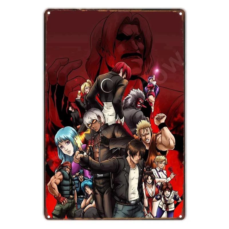 Аниме The King Of Fighters Винтажная Металлическая Табличка, Постер Настенного Искусства, Файтинги, Ретро Табличка для Бара, Клуба, Мужской Пещеры, Домашний Декор Стен