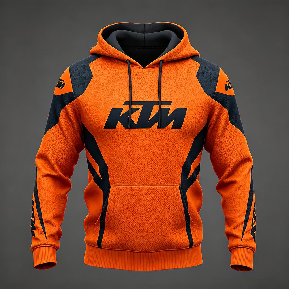 KTM Худи в гоночном стиле для мужчин и женщин, мотоциклетный стритвир, оверсайз, с черным и оранжевым принтом, худи-пуловер