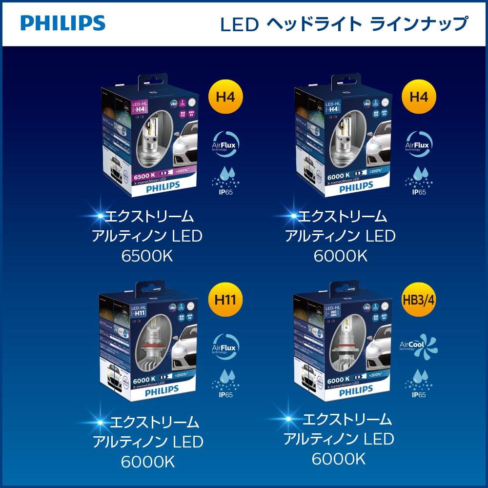 Автомобильная лампа Philips LED Headlight H4 6000K 12 В 23 Вт Extreme Ultinon Совместимость с техосмотром автомобиля Гарантия 3 года 2 шт. PHILIPS