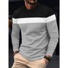 Spring And Autumn Casual Men's O Neck T Shirt Classic Fashion Solid Color Splicing Printed Long Sleeve 2025 Trendy Menswear