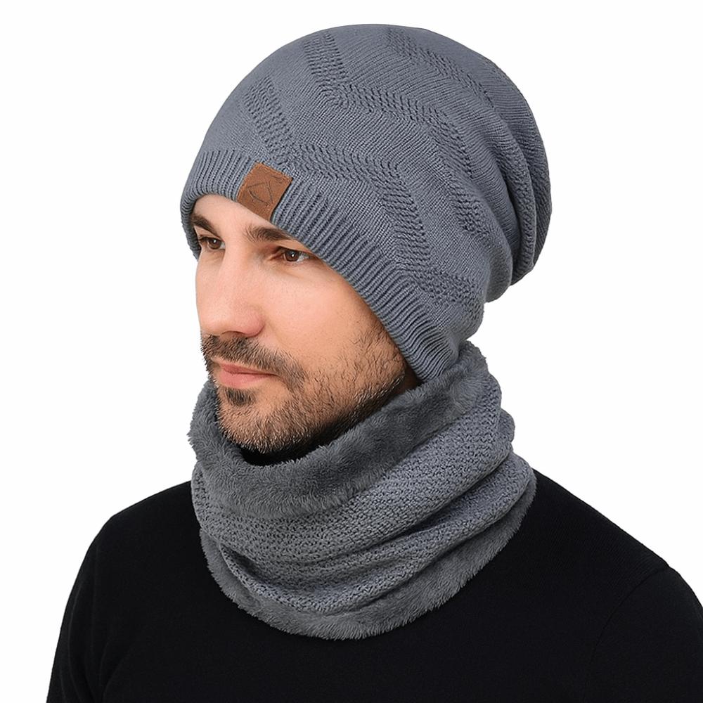 Stylish Design Thermal Knit Cap Thicken Warm Wool Hat Winter Beanie Hat Scarf Set Winter Season