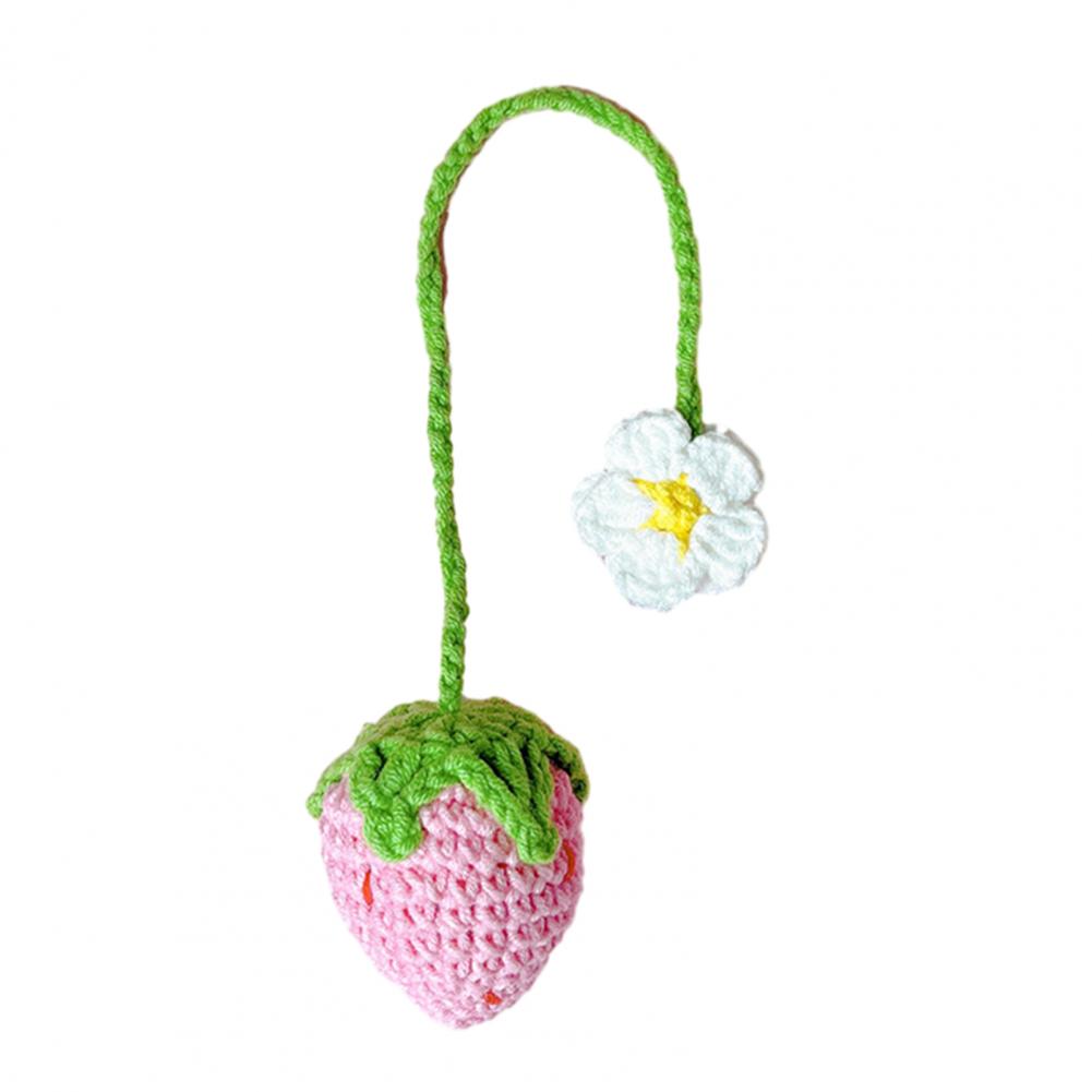 Car Decoration Pendant Handmade Strawberry Crochet Car Mirror Hanging Charms Rearview Decorations for A Cute Charming Touch Car