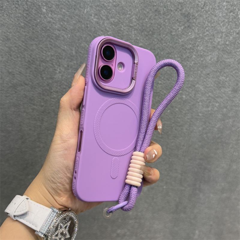 Роскошный чехол для телефона с подставкой-kickstand и ремешком, совместимый с MagSafe, для iPhone 11 12 13 14 15 16 Pro Max Plus, магнитный, мягкий бампер, задняя крышка