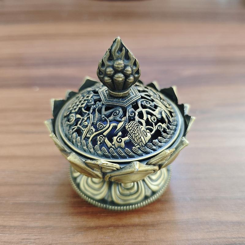 Винтажная металлическая подставка для благовоний в виде цветка лотоса, буддизм, Будда, комната, домашний декор, мини-цензор для сандалового дерева, держатель для благовоний, бронзовое изделие