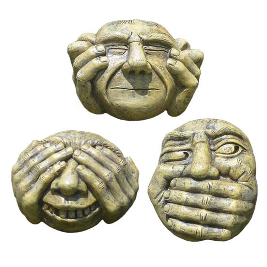 Забавное лицо дерева уличное не слышу не вижу не говорю статуя лица садовый обниматель дерева дворовое искусство украшения для дома стены заборов двери