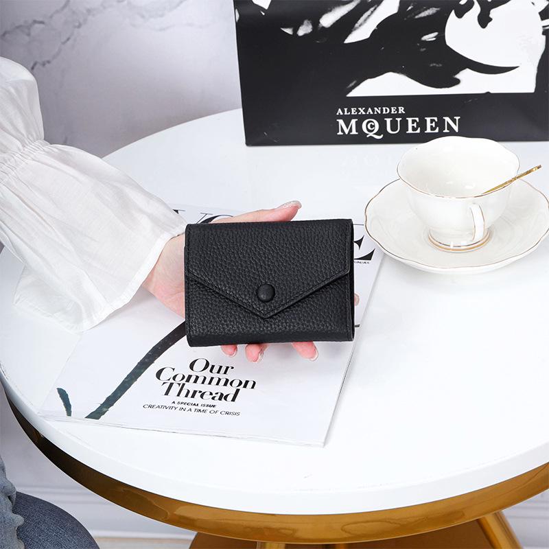 Женский компактный кошелек в японском стиле, милый, из мягкой коровьей кожи, простой складной конверт, монетница