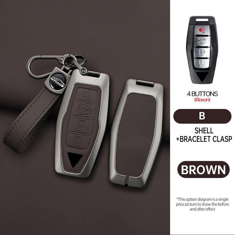 Car 2/3/4Buttons Key Case Cover Holder Chain For Mitsubishi Outlander 2022 2023 Car Interior Accessories