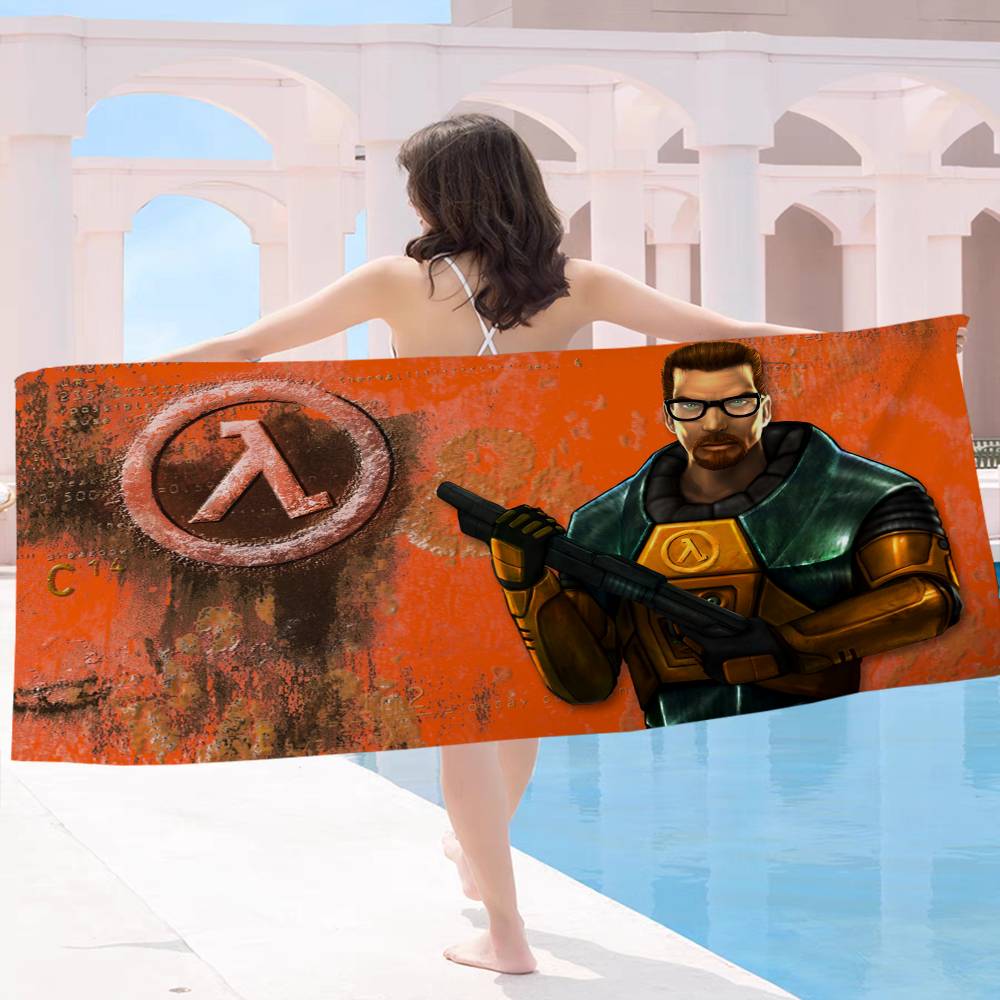 Half Life Large Microfiber Blanket Quick Drying Beach Towels Oversized Printing Super Absorbent Pool Towel Blanket