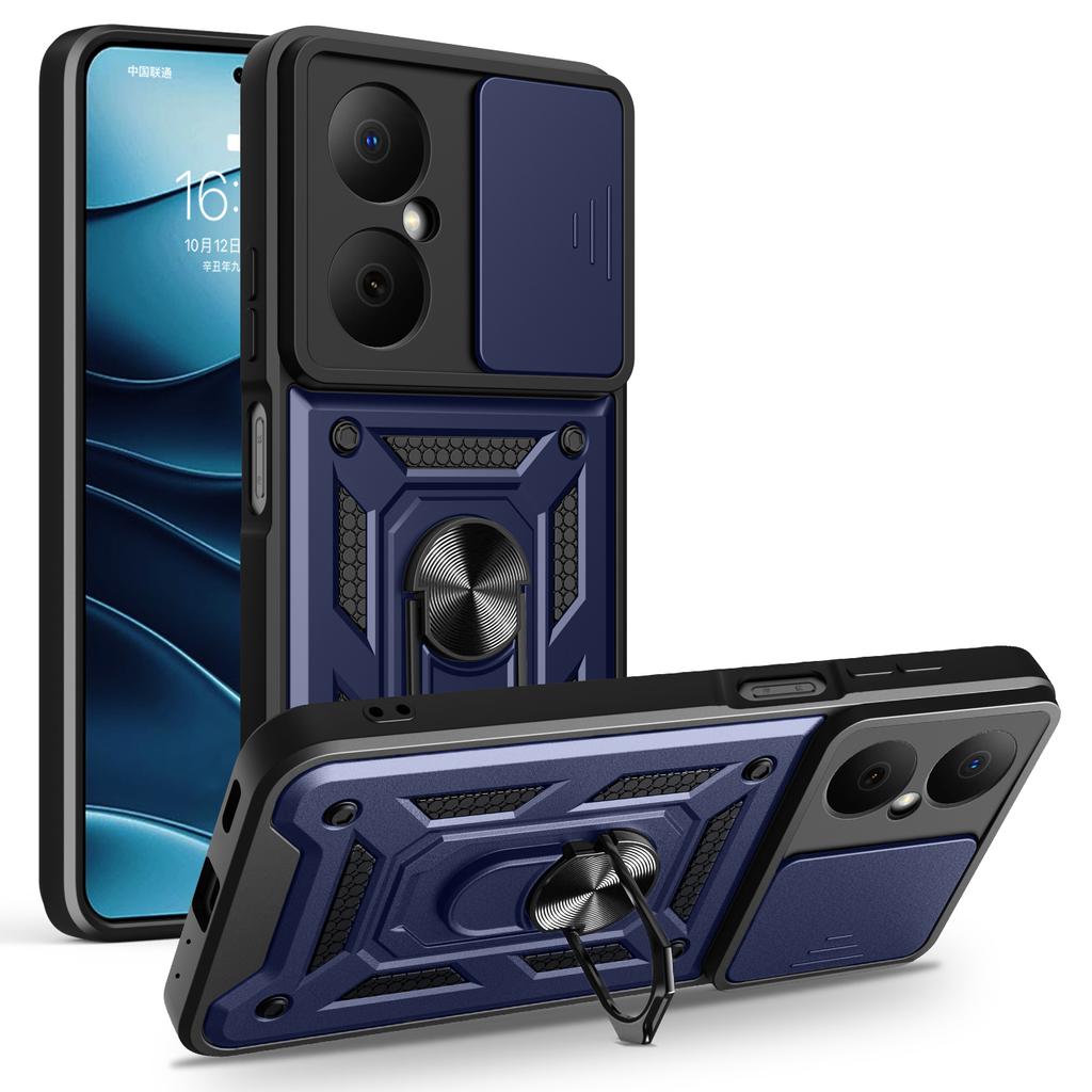 For Huawei Nova Y73 4G Case with Slide Camera Lid PC+TPU Kickstand Phone Cover