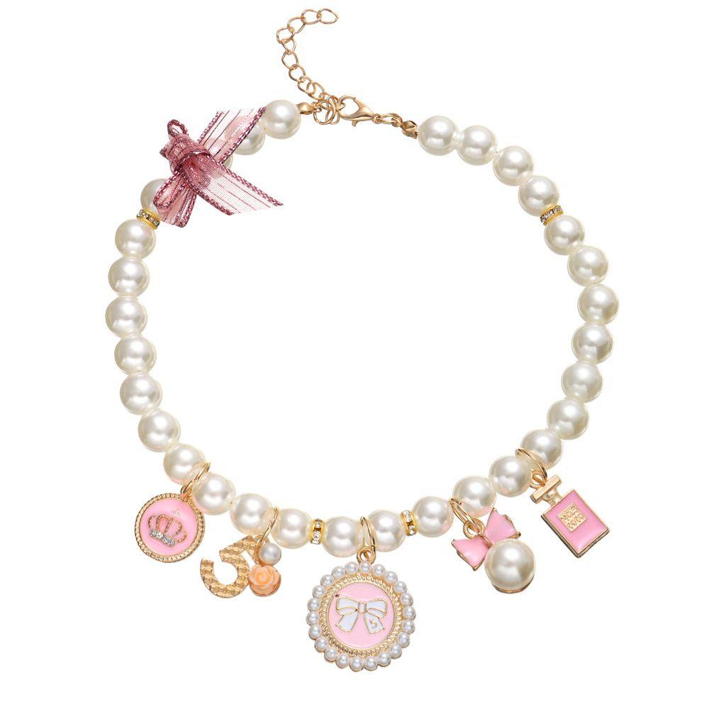 Products Puppy Accessories Cute Collar Bow Necklace Adjustable Dog Cat Princess Pet Pearl Collar
