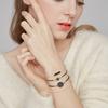 4 Pcs/Set Women Bracelet Set Black Stone Adjustable Length Lobster Clip