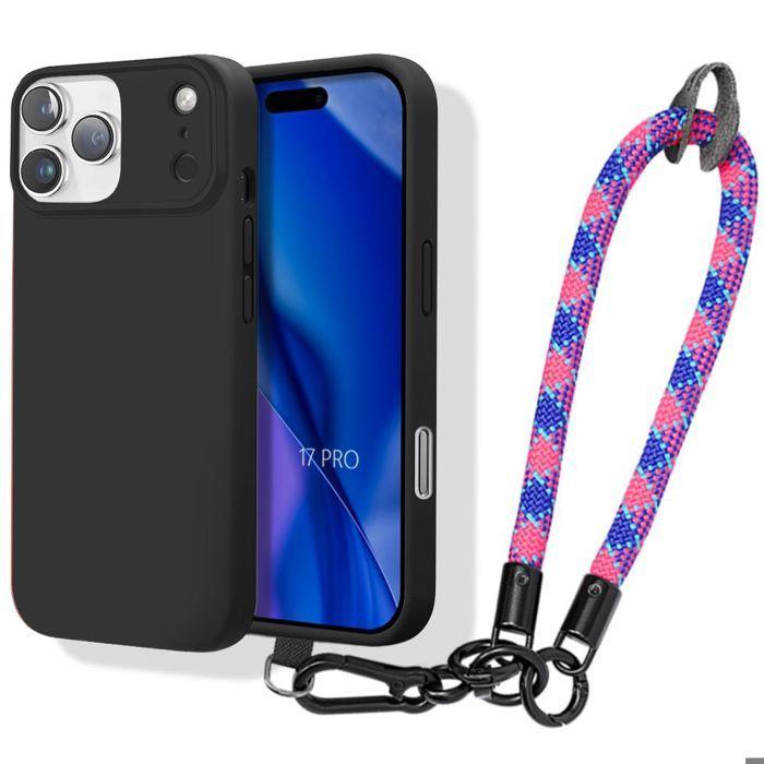 Coque de Protection - BOOLING - pour iPhone 17 Pro - Silicone Antichoc avec Dragonne Tricolore Détachable
