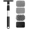 Инструмент для чистки лобового стекла автомобиля, Очиститель стекол автомобиля с выдвижной ручкой и 3 многоразовыми и моющимися подушечками, Аксессуары для щетки для мытья автомобильных стекол,