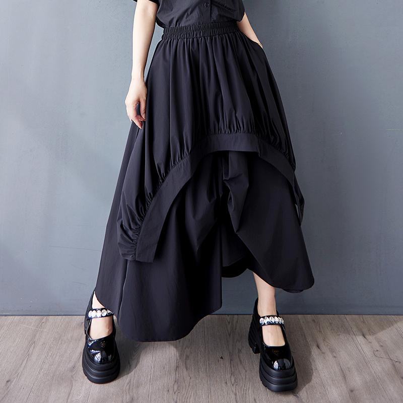 Black Plus Size High Waist Vintage Patchwork Summer Casual Loose Long for Woman Skirts Womens Skirt